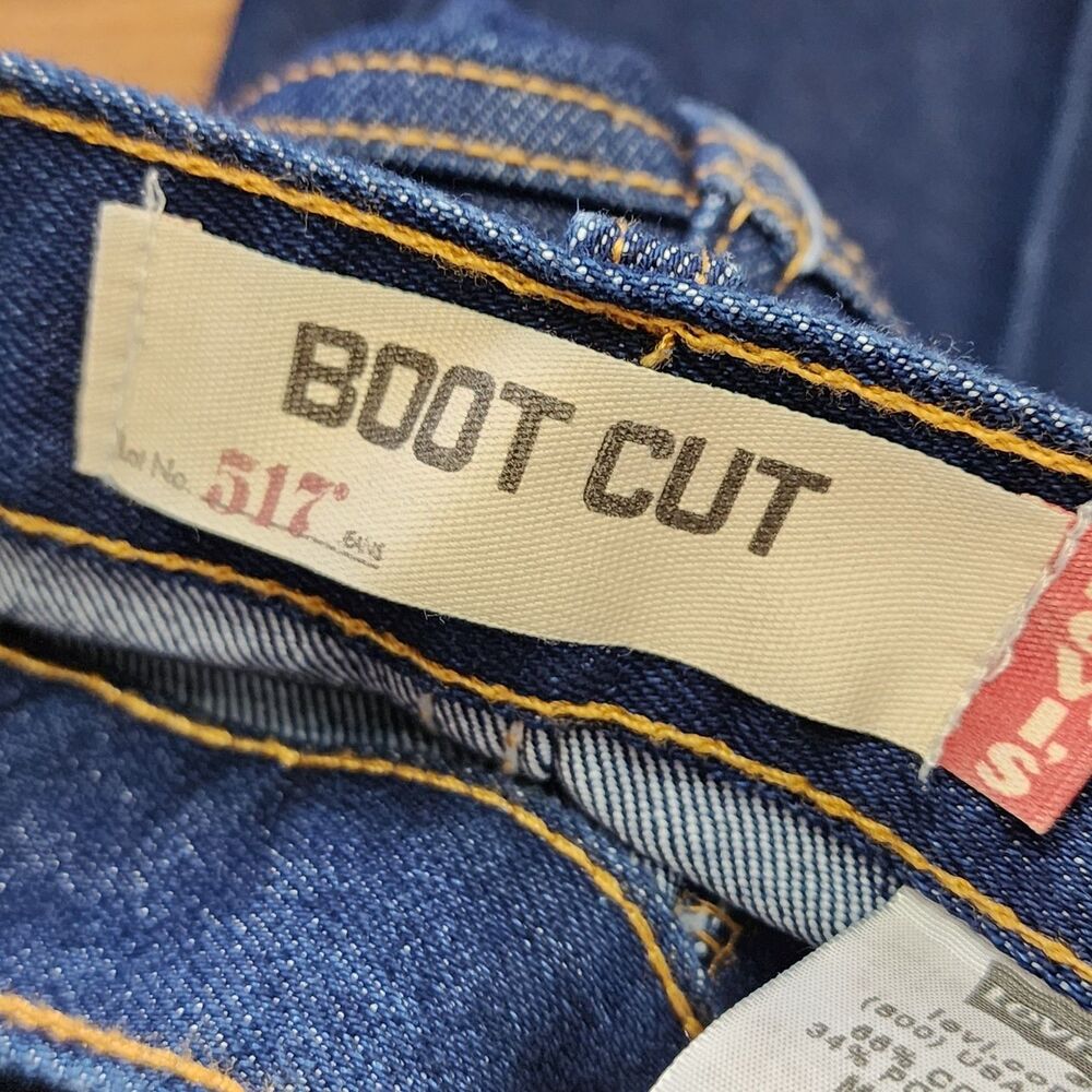 Levis 517 Bootcut Jeans Mens 38x34 (actual 31) Dark Wash Denim Classic Western - Picture 5 of 8